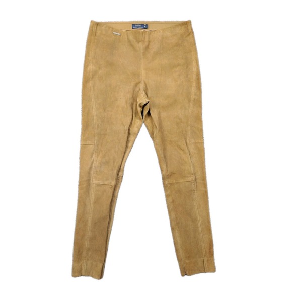 Polo Ralph Lauren Lamb Suede Leggings Camel Brown Size XL Pull-On Skinny Pants